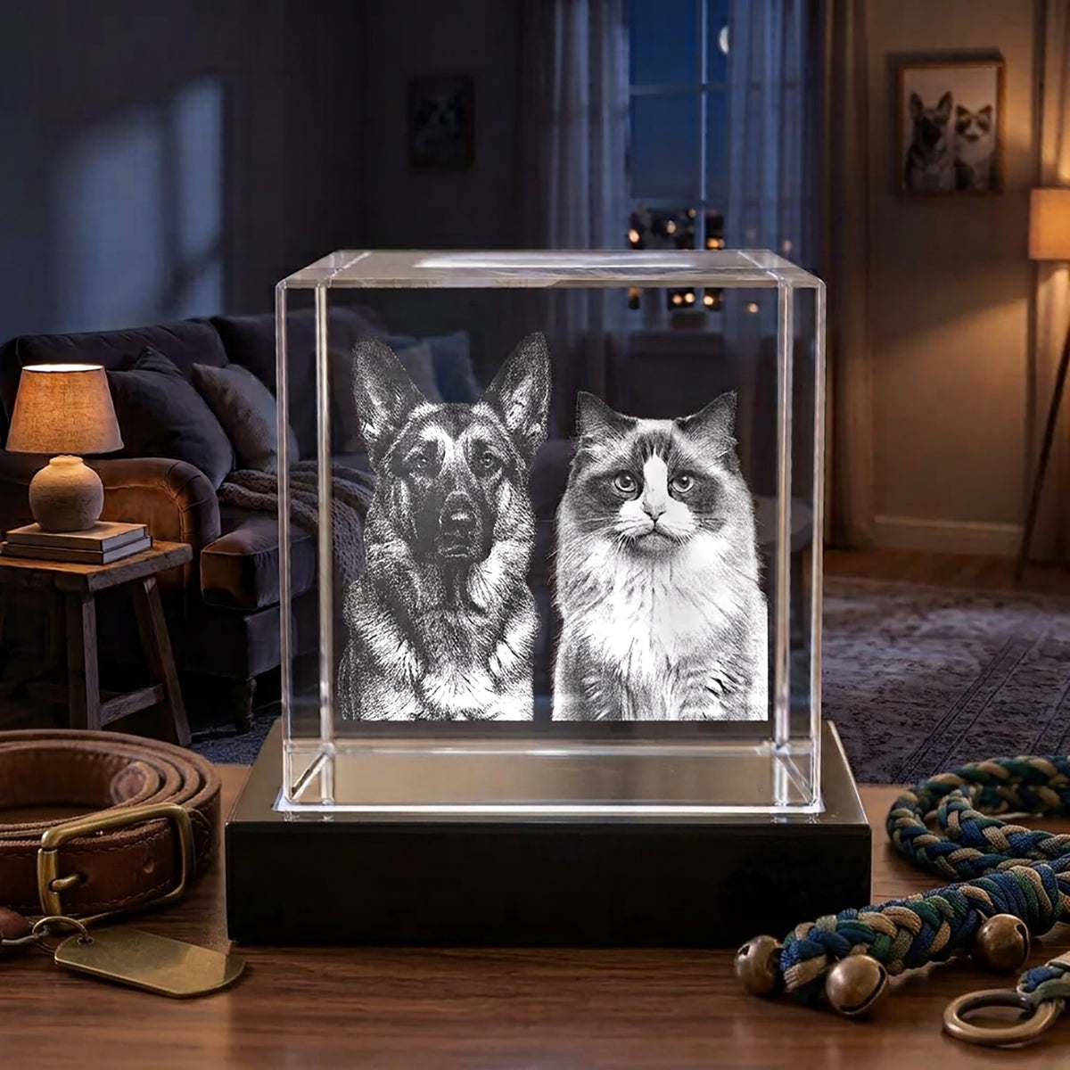 Personalized crystal keepsake engraved with pets photo