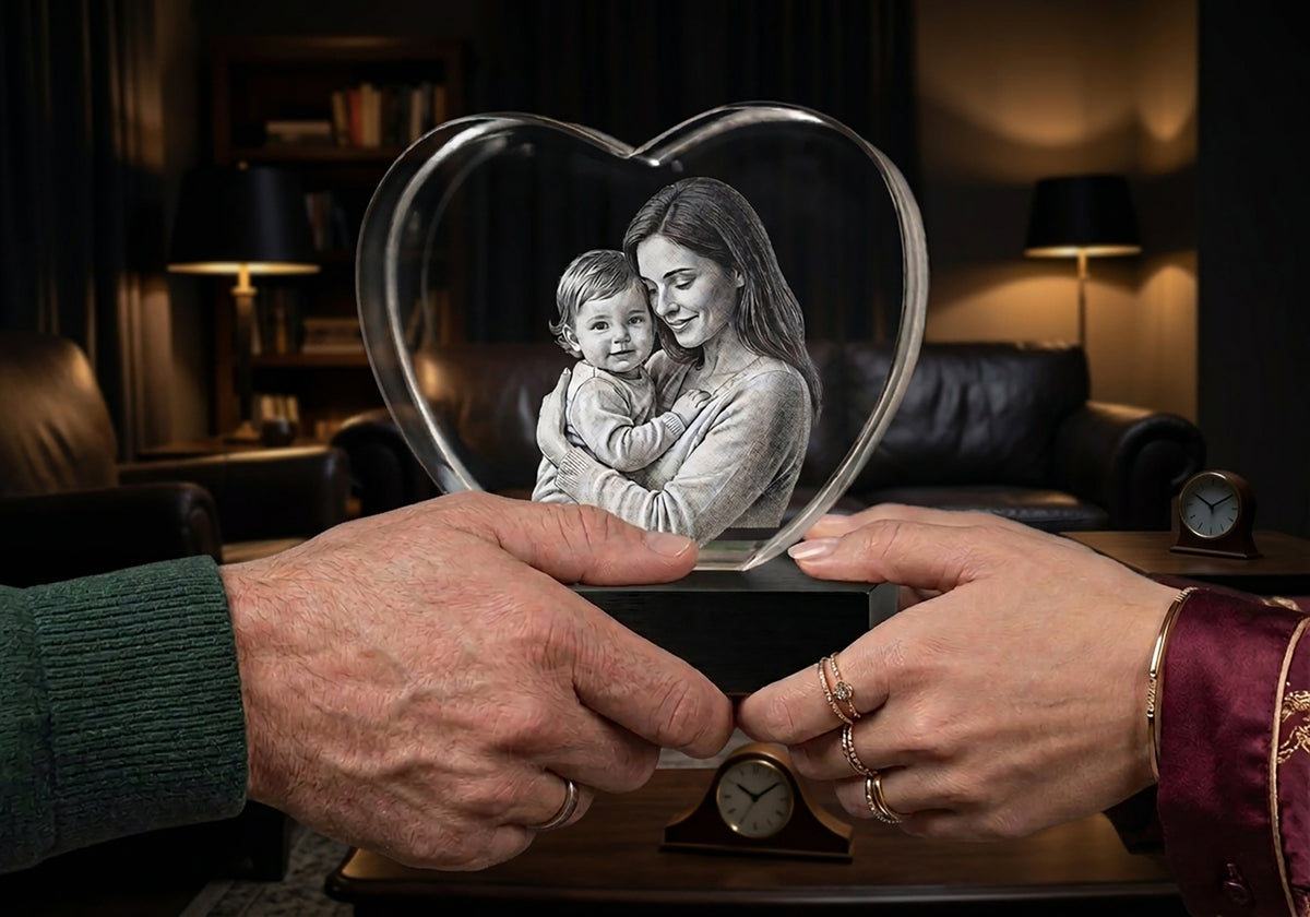 Personalized crystal photo gift engraved inside optical crystal